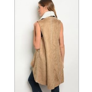 Camel Suede Sherpa Vest
